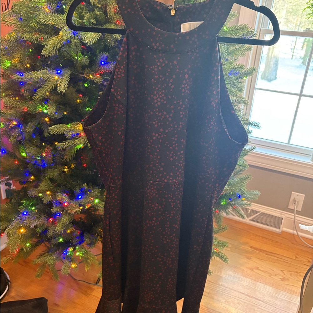 Micheal Kors XL Black with Red Bursts Sleeveless Dress.